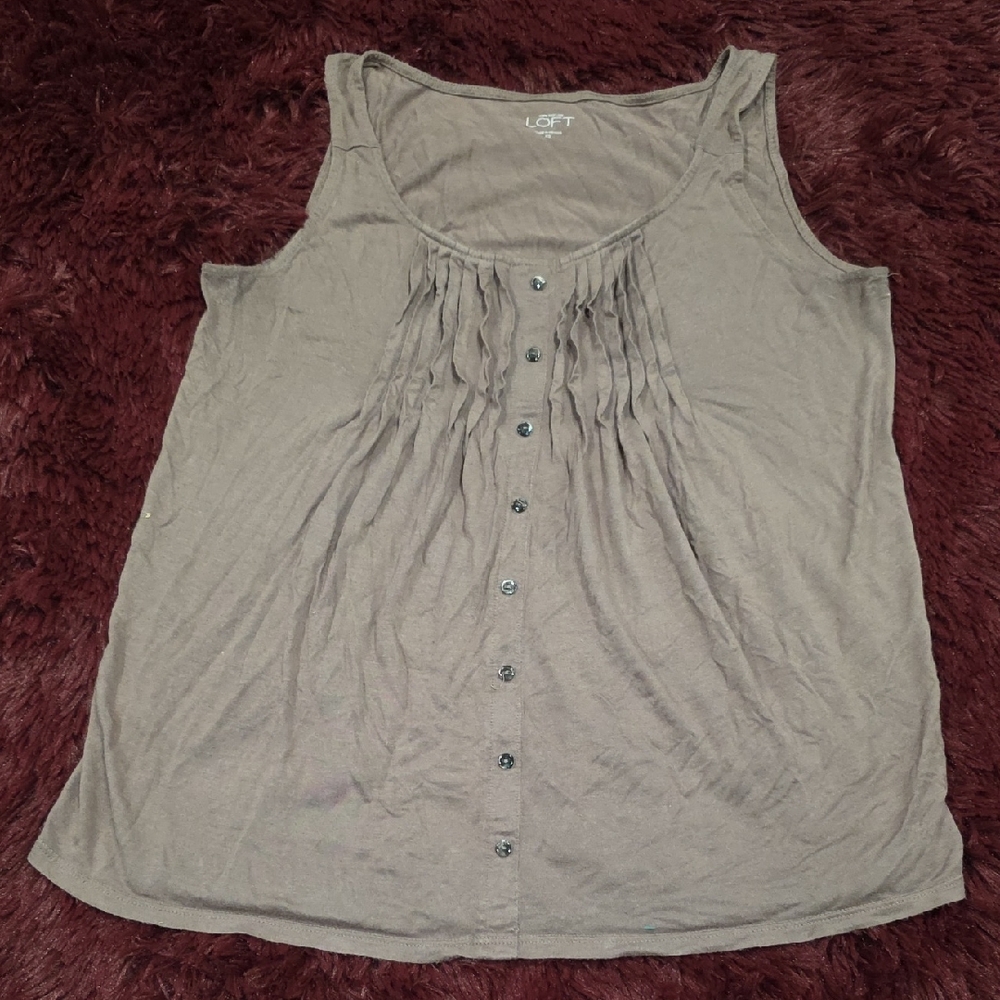 LOFT Women's Taupe Button-Front Tank Top